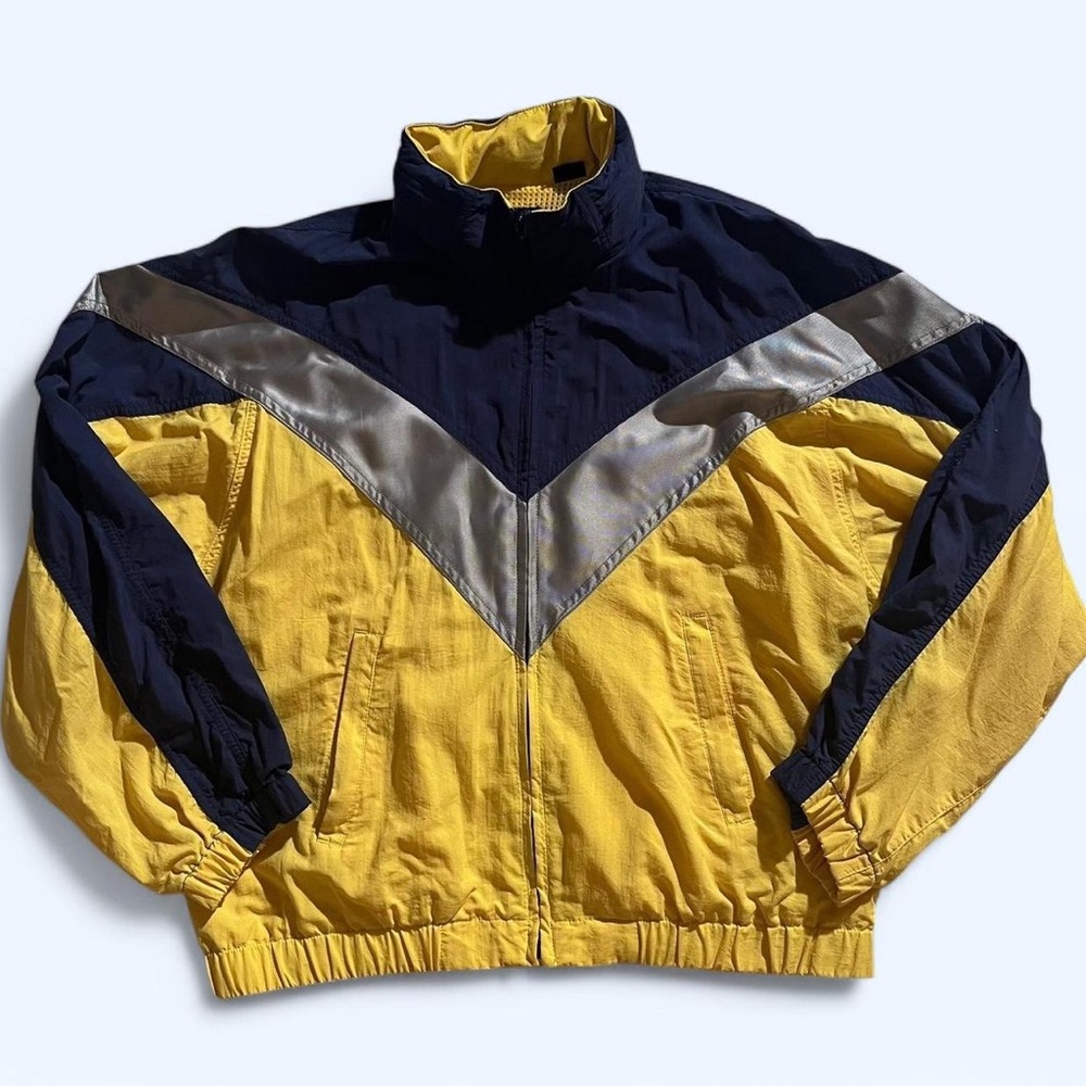 Vintage Liz Sport yellow/navy/silver windbreaker - S